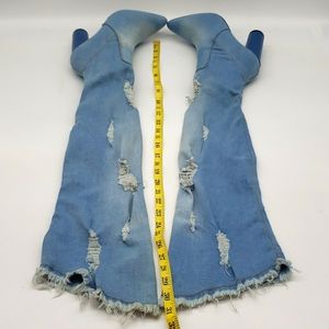 CAPE ROBBIN JEANS BOOTS 30INCHS LONG SIZE 8 1/2 COLOR BLUE  JEANS FABRIC NEW